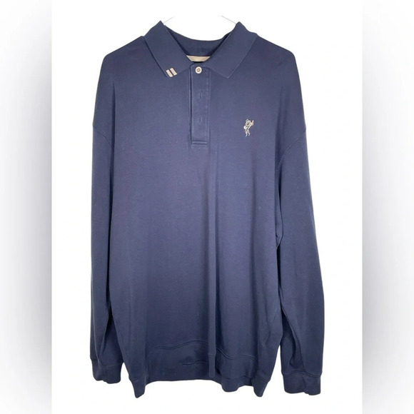 Ashworth‎ EZ-TECH Mens Size XXL Navy Blue Long Sleeve Polo - Picture 1 of 7
